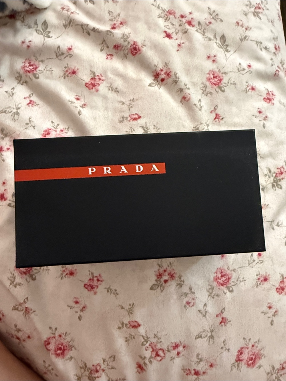 Prada Black Sunglasses Box with Red Logo Stripe